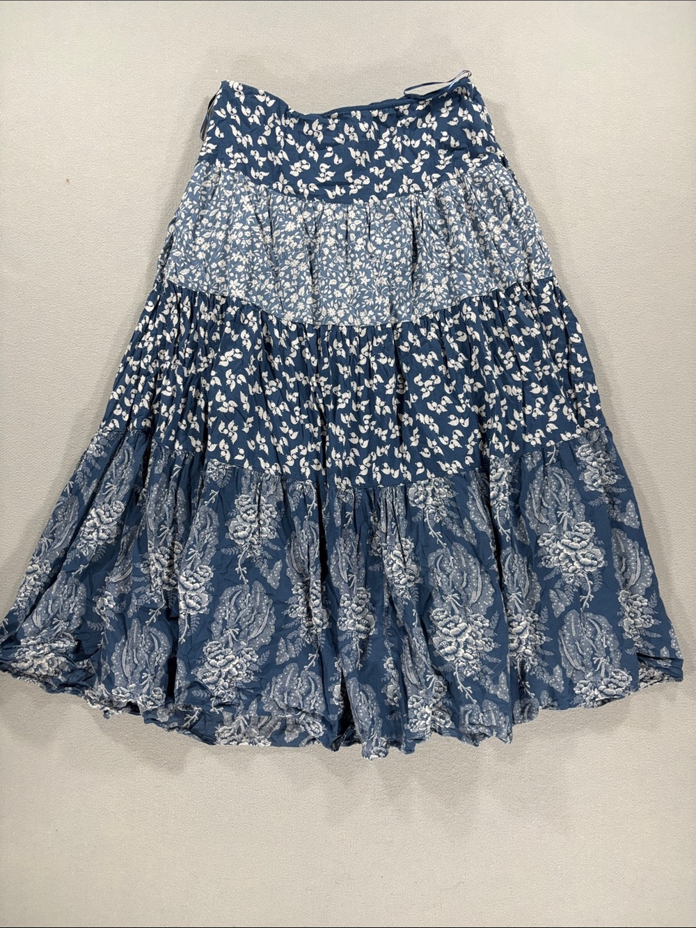 Ralph Lauren cotton Blue Floral Tiered Midi Skirt - - Picture 8 of 11